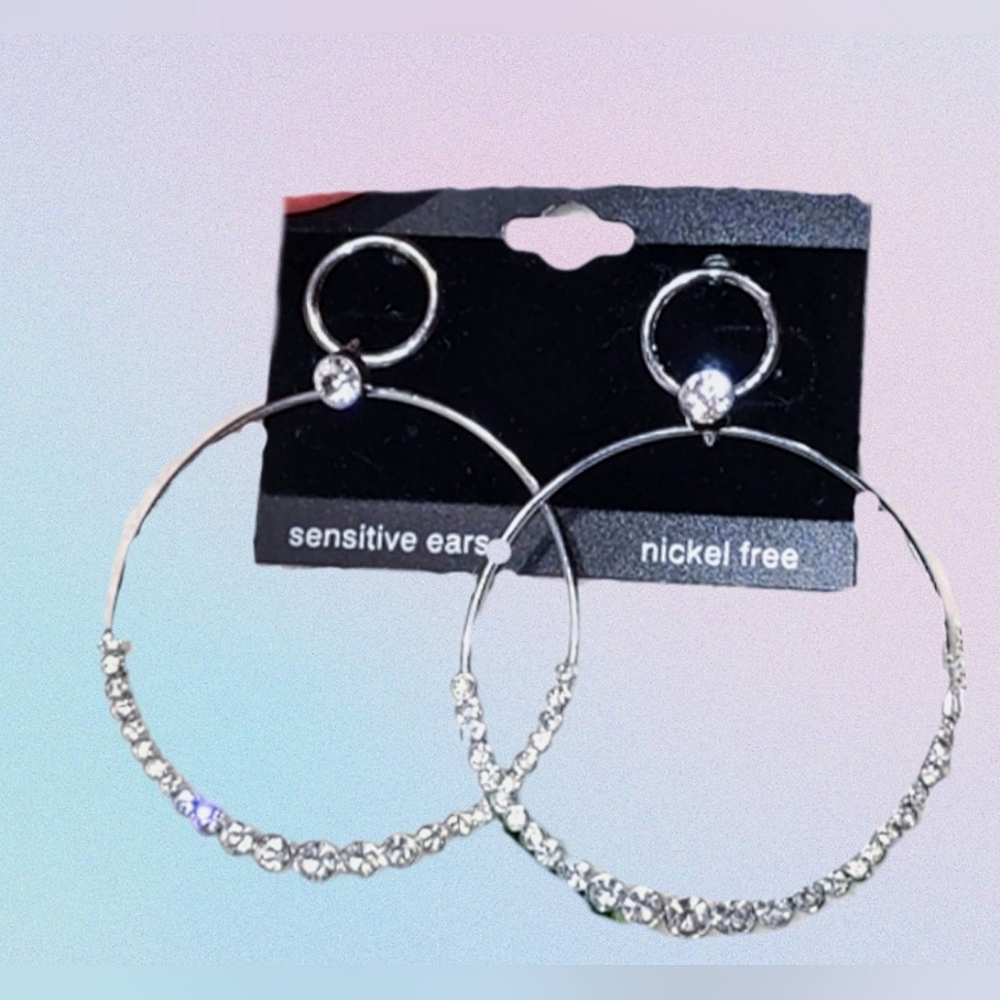Circle Hoop Earrings with Crystals